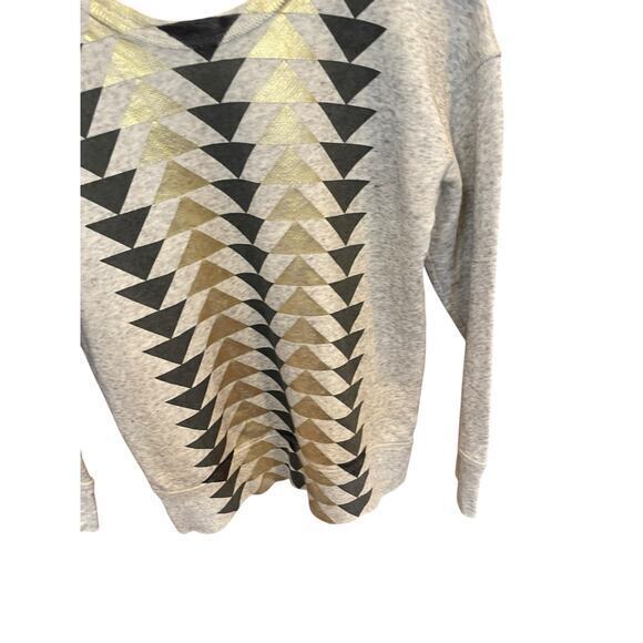 J. Crew Women XS Geometric Chevron Metallic Long Sleeve Sweatshirt Grey & Gold - Picture 6 of 11